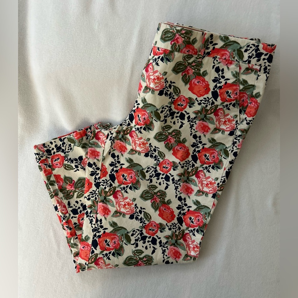 Dockers Floral Print Pants with Red and Green Accents